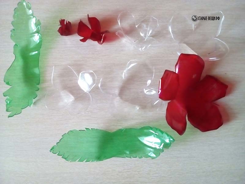 Готовые заготовки для розы из пластиковых бутылок